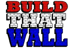 'Build That Wall' text written with block letters containing bricks