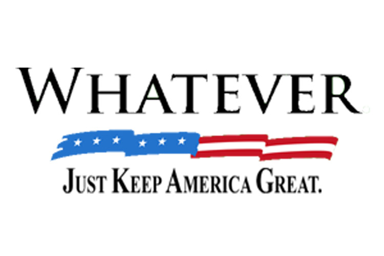 American flag with text'Whatever, Just Keep America Great'